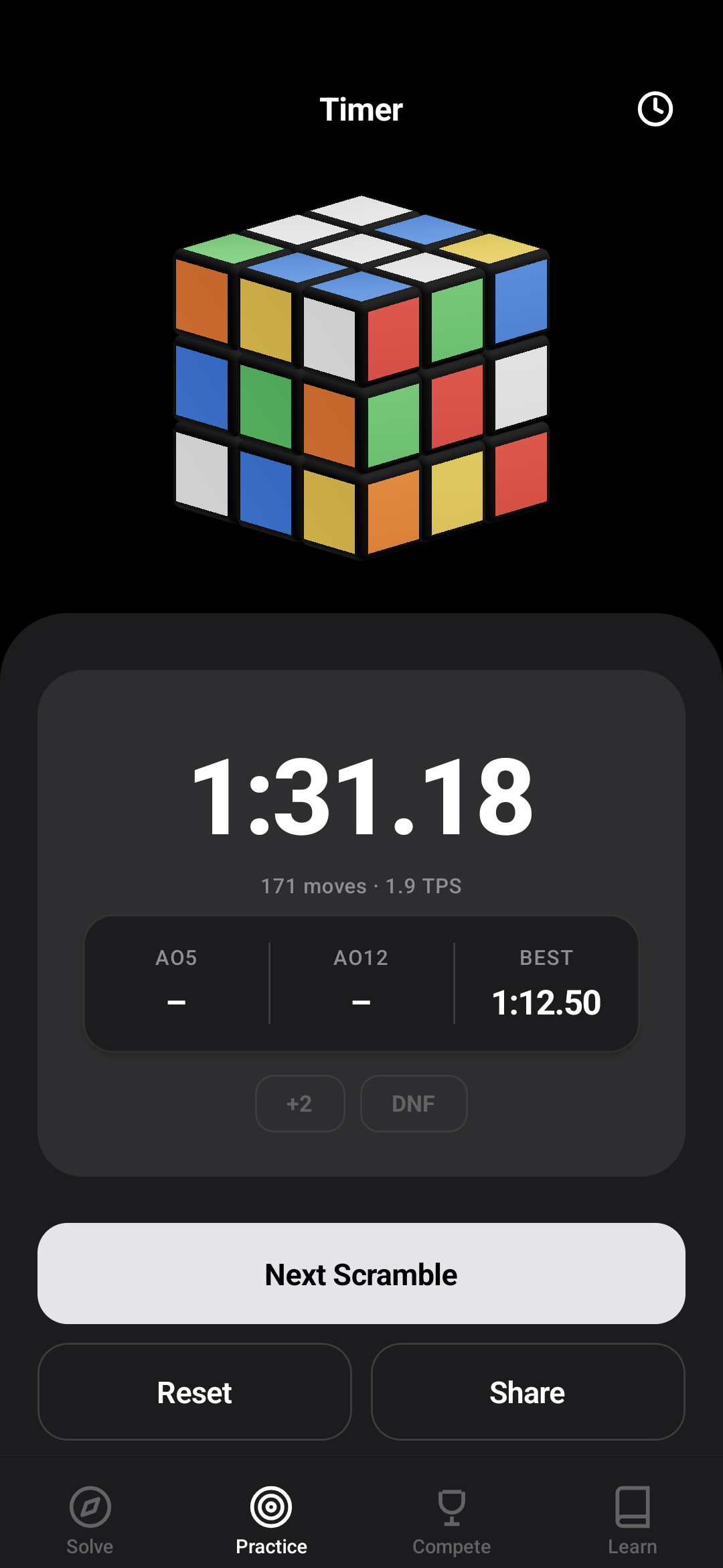 Smart cube tracked live during a solve