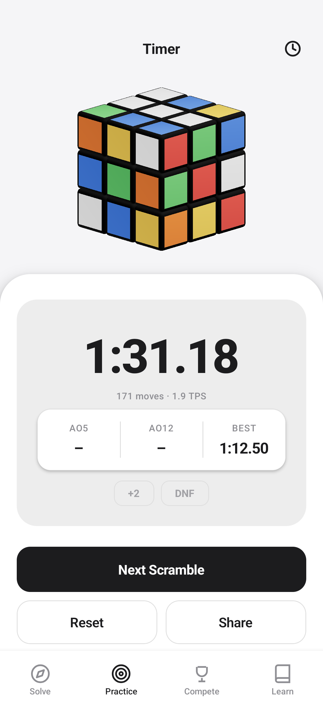 Smart cube tracked live during a solve